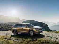 Seitenansicht des Škoda Kodiaq vor einer Bergkulisse