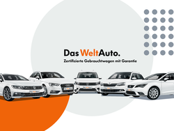 weiße Autos und das Weltauto Logo