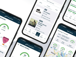 Smartphones mit Ausschnitten der Smart Driver App