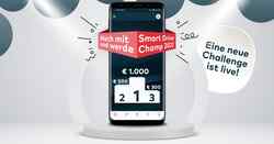 Mockup von einem Smartphone auf welchem die Gewinne der Smart Driver Challenge gezeigt werden.