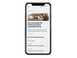 Ein Screenshot von einem Smartphone auf welchem die Anmeldung im Porsche Bank Kundenportal zu sehen ist.
