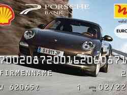 Eine Mustertankkarte der Porsche Bank.